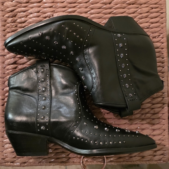 Sam Edelman Black Studded Ankle Boots - Picture 5 of 13
